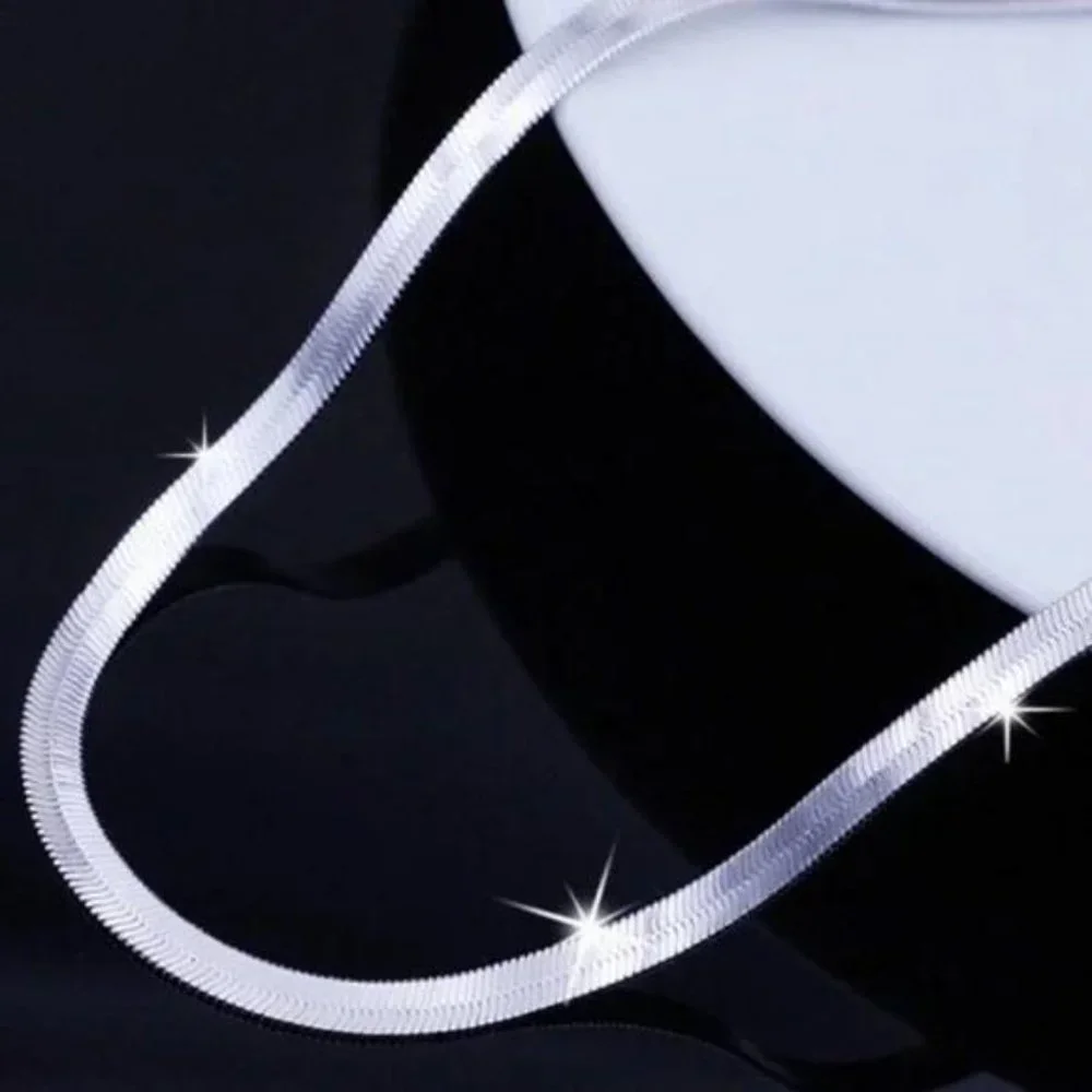 NEW “20” 925 STERLING SILVER SNAKE FLATE NECKLACE - Picture 6 of 7